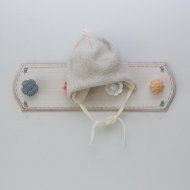 VILAURITA merino vilnas bērnu cepure, pelēka/ecru, 40 cm, art 517