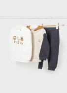 MAYORAL t-krekls ar garām piedurknēm, džemperis ar rāvējslēdzēju ar kapuci un džogera bikses 3C, charcoal, 2875-66