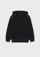 MAYORAL džemperis ar rāvējslēdzēju ar kapuci 7C, melns, 7441-40