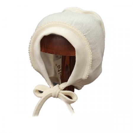 LORITA merino vilnas bērnu cepure ar apgrieztas šuves, ecru, 44 cm, 145 145