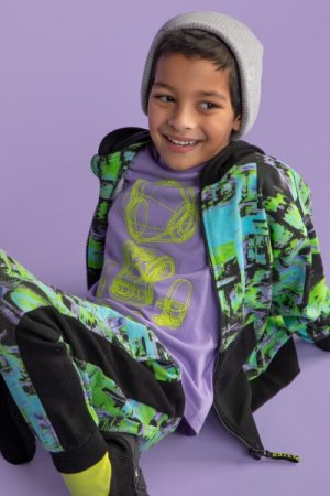COCCODRILLO džemperis ar rāvējslēdzēju ar kapuci DIGITAL WORLD KIDS, multicoloured, WC3132401DWK-022 WC3132401DWK-022-116