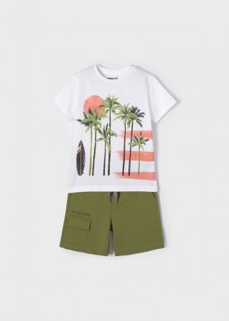 MAYORAL t-krekls ar īsam piedurknēm un šorti 5G, turtle green/white, 122 cm, 3660-68 3660-68 7