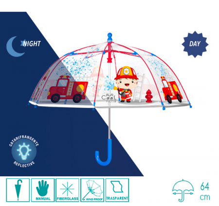 PERLETTI transparent umbrella Fireman 42/8, 15583 15583