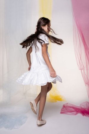 COCCODRILLO kleita ar īsam piedurknēm ELEGANT JUNIOR GIRL, balta, WC3128205EJG-001 WC3128205EJG-001-128