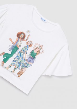 MAYORAL t-krekls ar īsam piedurknēm 8F, white/emerald, 6051-29 6051-29