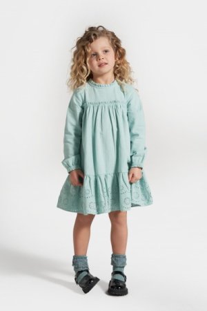 COCCODRILLO kleita ar garām piedurknēm GARDEN ENGLISH KIDS, piparmētru krāsa, WC4128101GEK-031- 