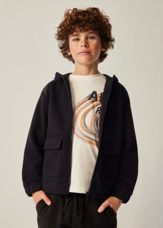 MAYORAL džemperis ar rāvējslēdzēju ar kapuci 7C, melns, 7441-40 7441-40