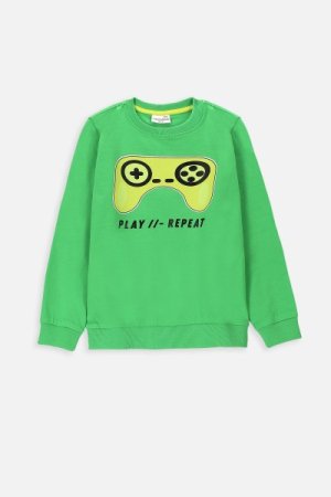 COCCODRILLO marškinėliai ilgomis rankovėmis GAMER BOY KIDS, žali, WC4143102GBK-011-110, 110 cm 