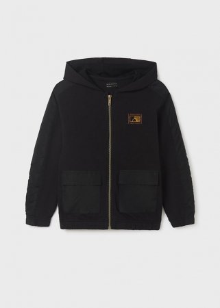 MAYORAL džemperis ar rāvējslēdzēju ar kapuci 7B, melns, 6448-10 6448-10