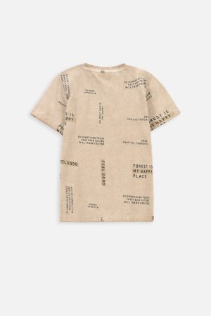 COCCODRILLO t-krekls ar īsam piedurknēm NATURE JUNIOR, bēšas, WC4143204NAJ-002- 