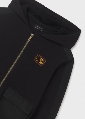 MAYORAL džemperis ar rāvējslēdzēju ar kapuci 7B, melns, 6448-10 6448-10