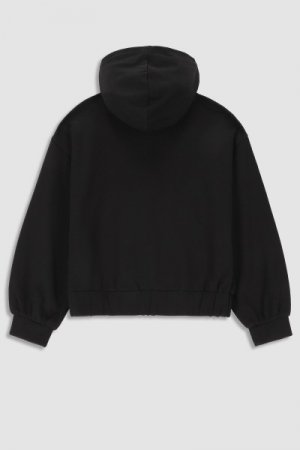 COCCODRILLO džemperis ar rāvējslēdzēju ar kapuci EVERYDAY GIRL, melns, WC3132401EVG-021-0 