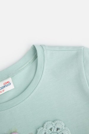 COCCODRILLO t-krekls ar garām piedurknēm GARDEN ENGLISH KIDS, piparmētru krāsa, WC4143101GEK-031-0 