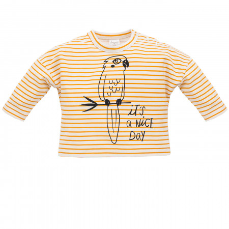 PINOKIO Krekls ar garām piedurknēm Nice Day Yellow Stripes 74 1-02-04-410J-074PZ